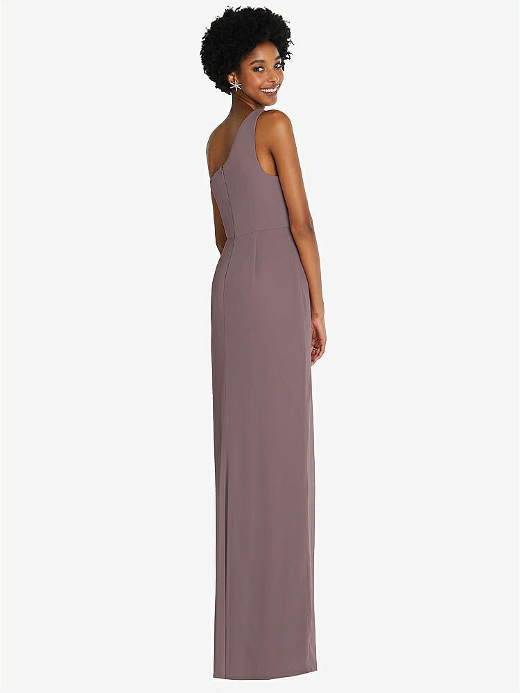 【STYLE: TH014】One-Shoulder Chiffon Trumpet Gown【COLOR: French Truffle】