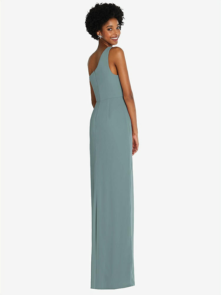 【STYLE: TH014】One-Shoulder Chiffon Trumpet Gown【COLOR: Icelandic】