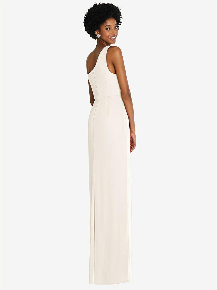 【STYLE: TH014】One-Shoulder Chiffon Trumpet Gown【COLOR: Ivory】