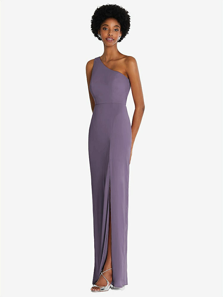 【NEW】【STYLE: TH014】ワンショルダー シフォン トランペット ガウン【COLOR: Lavender】【SIZE: 00-30W】