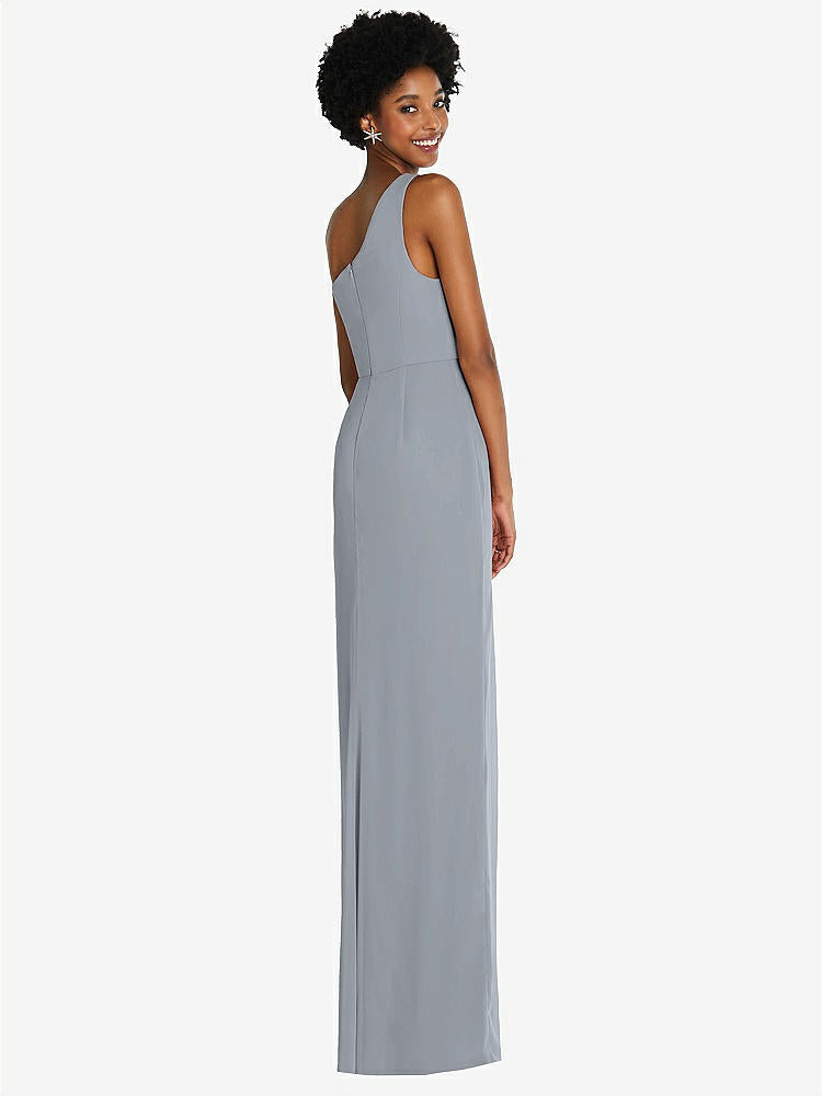 【STYLE: TH014】One-Shoulder Chiffon Trumpet Gown【COLOR: Platinum】