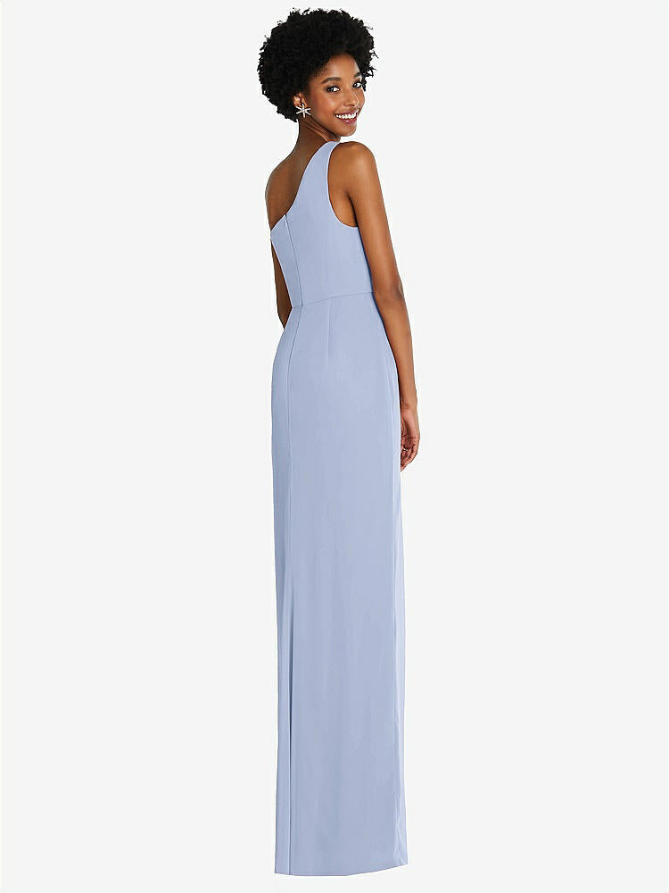【STYLE: TH014】One-Shoulder Chiffon Trumpet Gown【COLOR: Sky Blue】