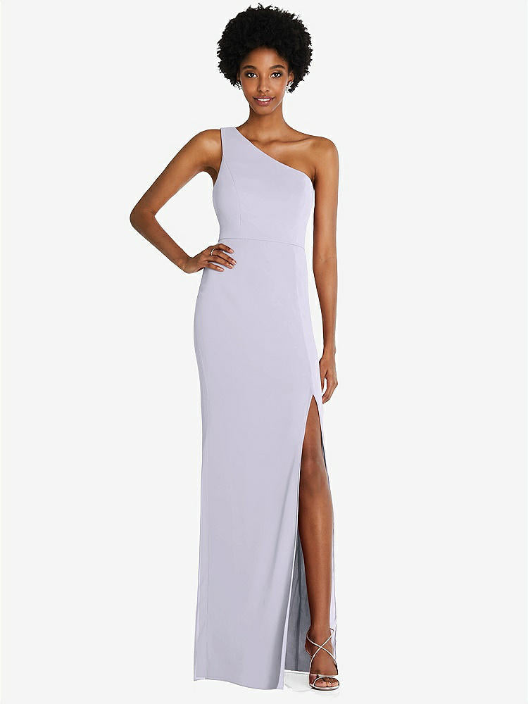 【STYLE: TH014】One-Shoulder Chiffon Trumpet Gown【COLOR: Silver Dove】