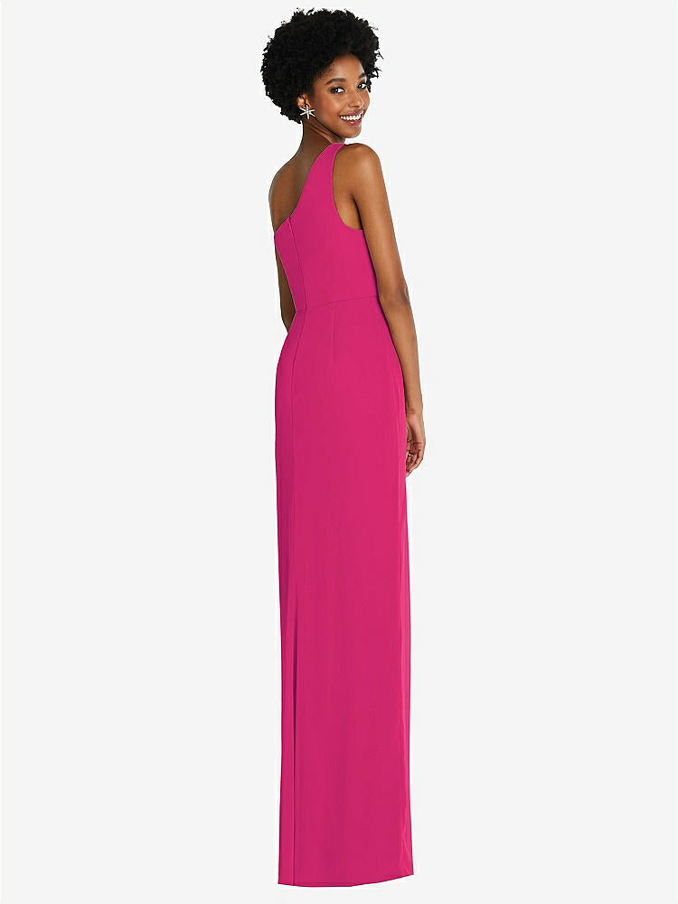 【NEW】【STYLE: TH014】ワンショルダー シフォン トランペット ガウン【COLOR: Think Pink】【SIZE: 00-30W】