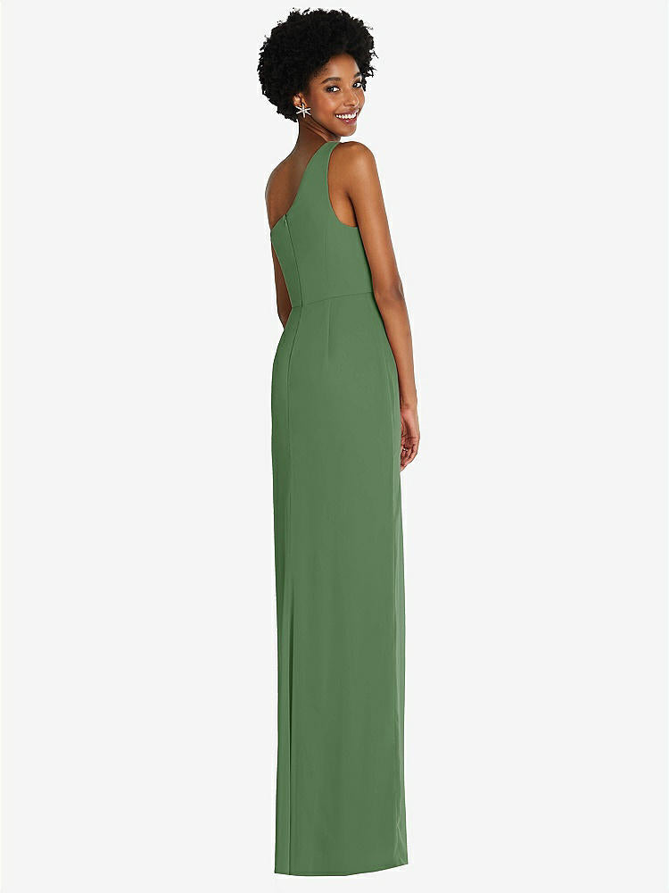 【STYLE: TH014】One-Shoulder Chiffon Trumpet Gown【COLOR: Vineyard Green】