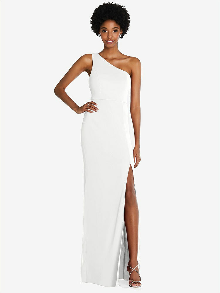 【STYLE: TH014】One-Shoulder Chiffon Trumpet Gown【COLOR: White】
