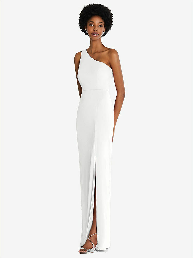 【STYLE: TH014】One-Shoulder Chiffon Trumpet Gown【COLOR: White】