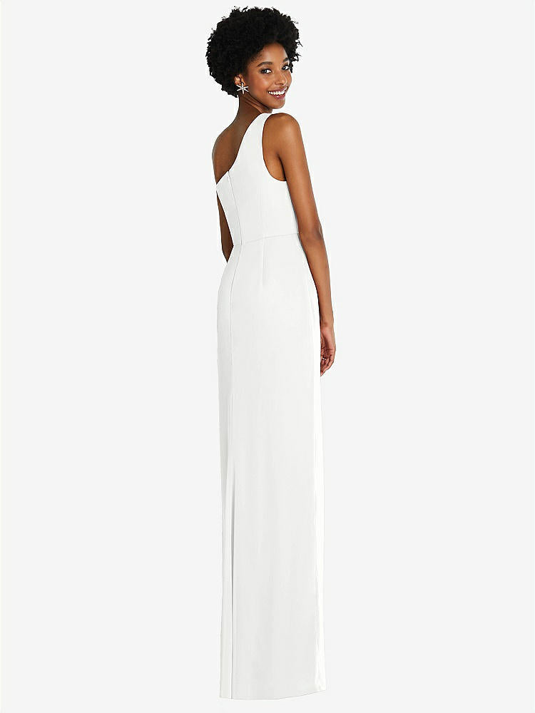 【STYLE: TH014】One-Shoulder Chiffon Trumpet Gown【COLOR: White】