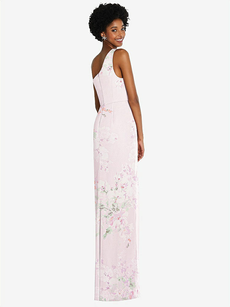 【STYLE: TH014】One-Shoulder Chiffon Trumpet Gown【COLOR: Watercolor Print】