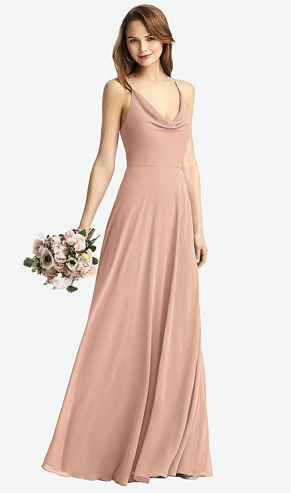 【STYLE: TH015】Cowl Neck Criss Cross Back Maxi Dress【COLOR: Pale Peach】