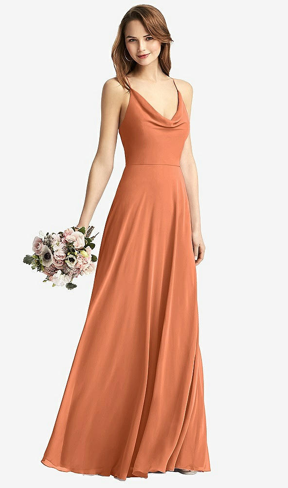 【STYLE: TH015】Cowl Neck Criss Cross Back Maxi Dress【COLOR: Sweet Melon】