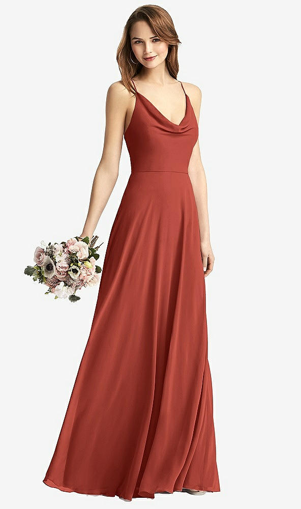 【STYLE: TH015】Cowl Neck Criss Cross Back Maxi Dress【COLOR: Amber Sunset】