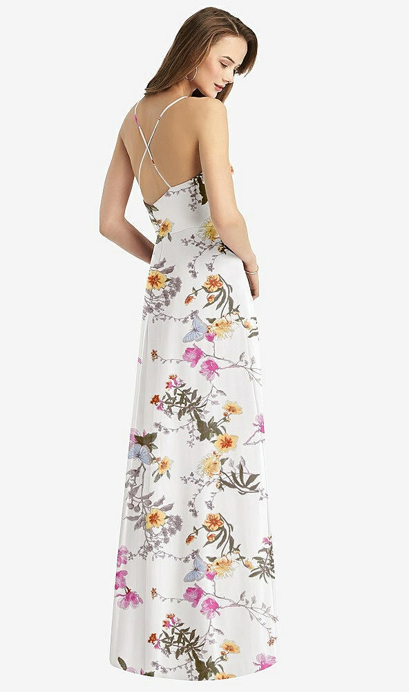 【STYLE: TH015】Cowl Neck Criss Cross Back Maxi Dress【COLOR: Butterfly Botanica Ivory】