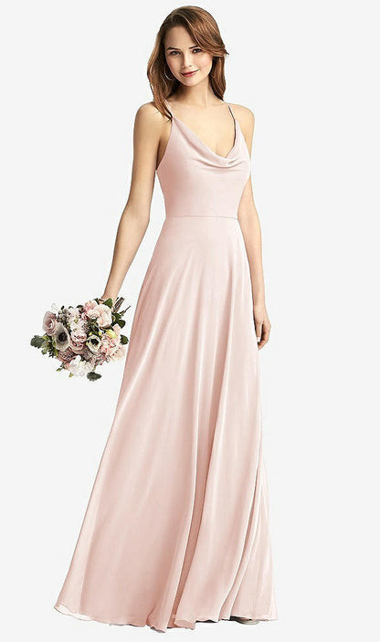 【STYLE: TH015】Cowl Neck Criss Cross Back Maxi Dress【COLOR: Blush】