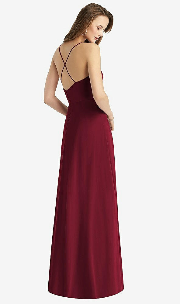 【STYLE: TH015】Cowl Neck Criss Cross Back Maxi Dress【COLOR: Burgundy】