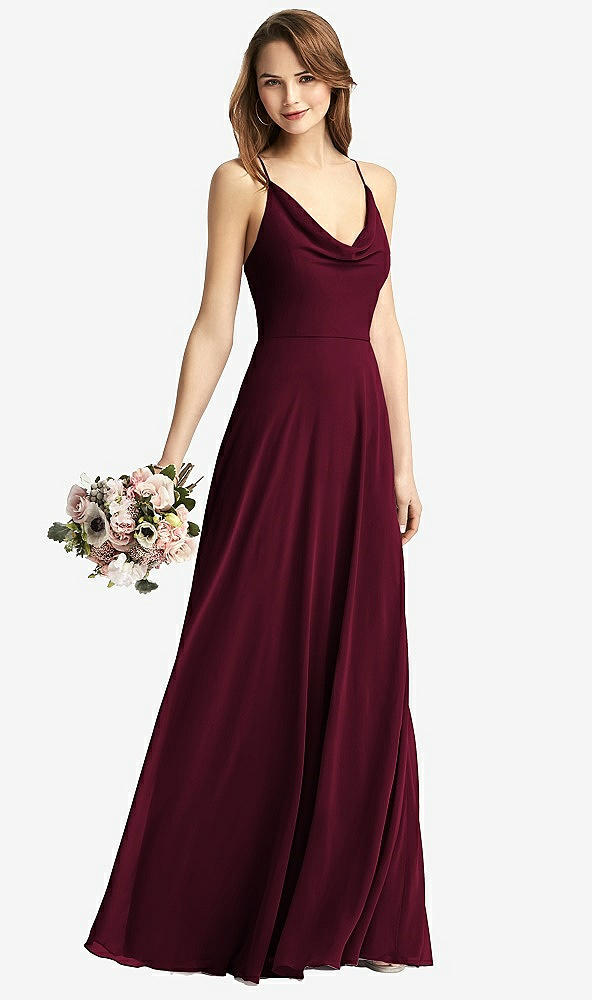 【STYLE: TH015】Cowl Neck Criss Cross Back Maxi Dress【COLOR: Cabernet】