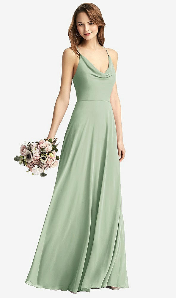 【STYLE: TH015】Cowl Neck Criss Cross Back Maxi Dress【COLOR: Celadon】
