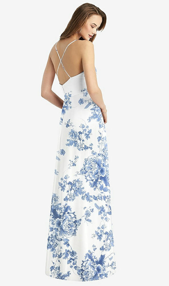 【STYLE: TH015】Cowl Neck Criss Cross Back Maxi Dress【COLOR: Cottage Rose Dusk Blue】