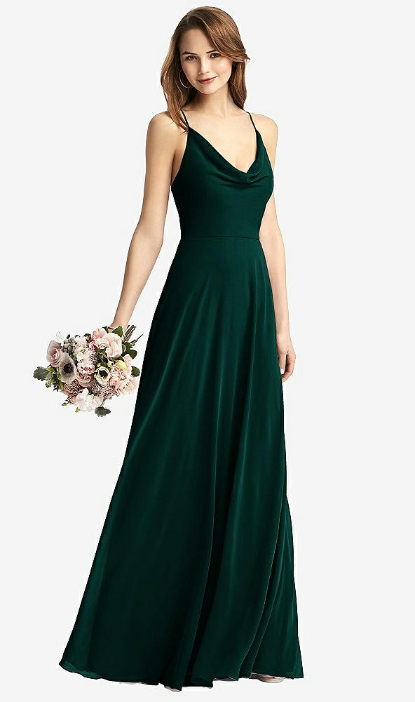 【STYLE: TH015】Cowl Neck Criss Cross Back Maxi Dress【COLOR: Evergreen】