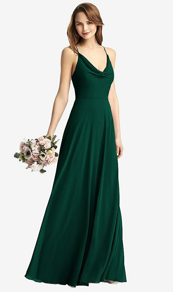 【STYLE: TH015】Cowl Neck Criss Cross Back Maxi Dress【COLOR: Hunter Green】