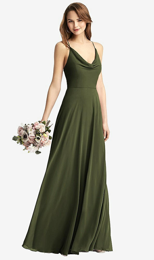 【STYLE: TH015】Cowl Neck Criss Cross Back Maxi Dress【COLOR: Olive Green】
