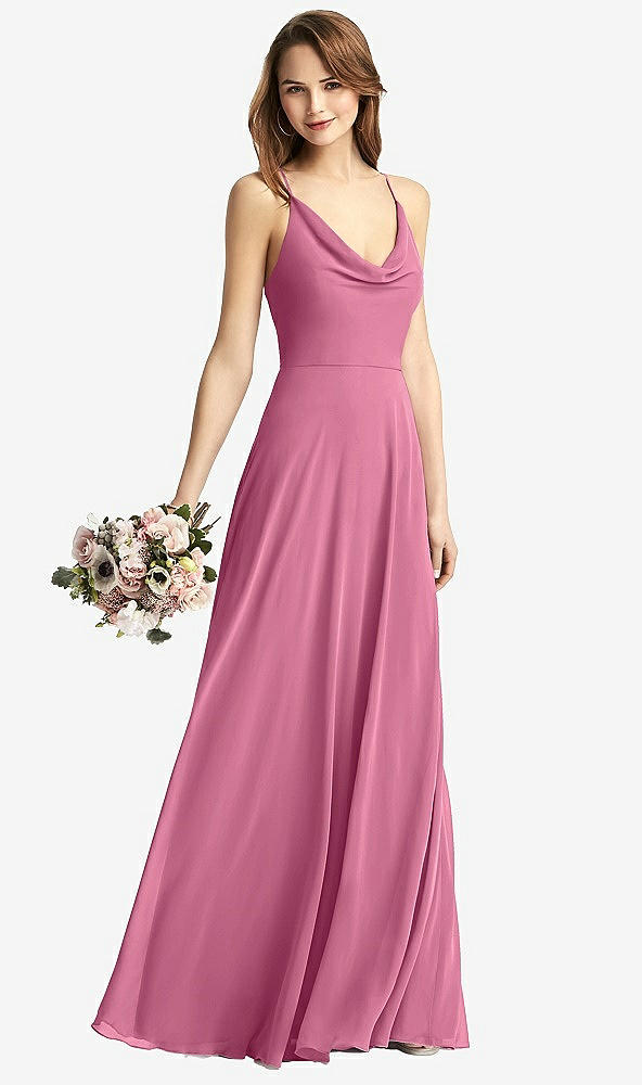 【STYLE: TH015】Cowl Neck Criss Cross Back Maxi Dress【COLOR: Orchid Pink】