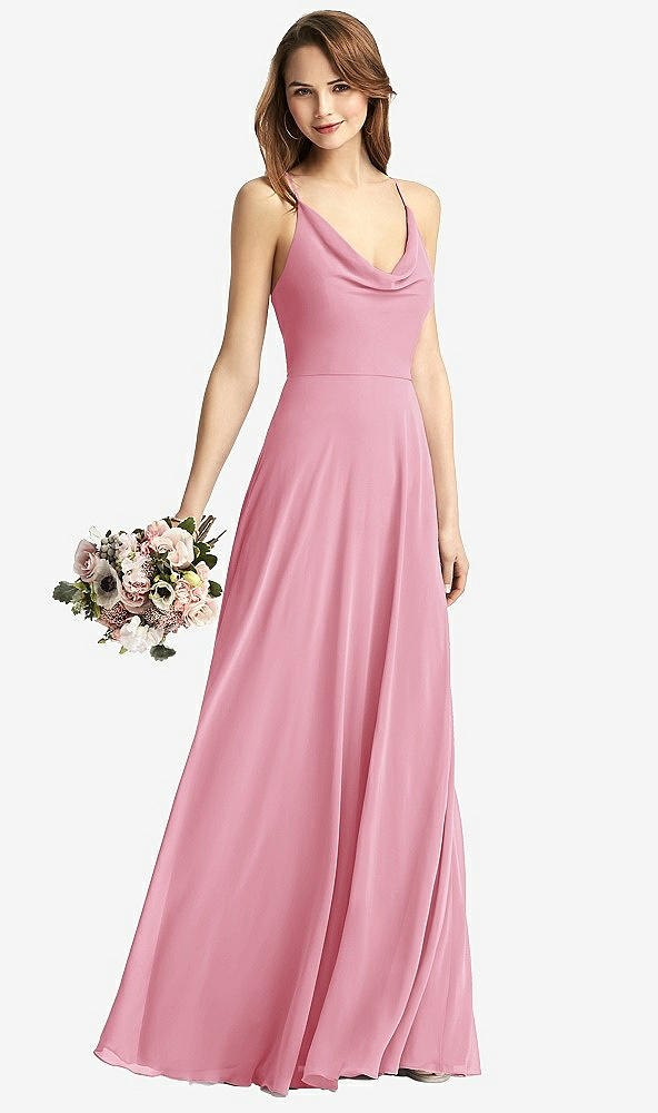 【STYLE: TH015】Cowl Neck Criss Cross Back Maxi Dress【COLOR: Peony Pink】