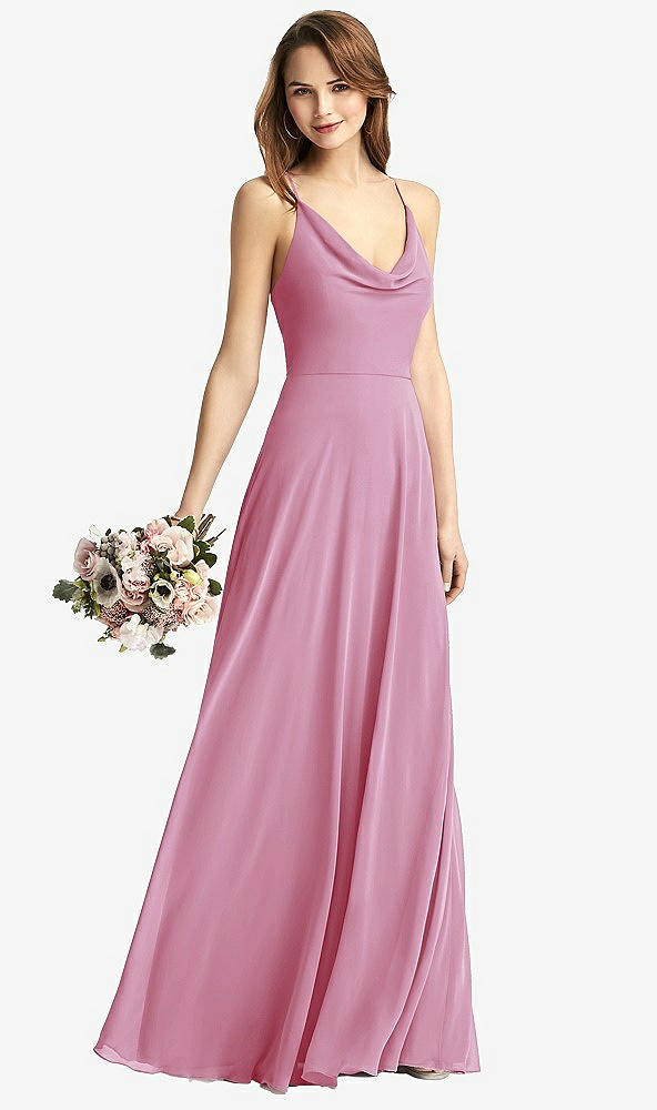 【STYLE: TH015】Cowl Neck Criss Cross Back Maxi Dress【COLOR: Powder Pink】