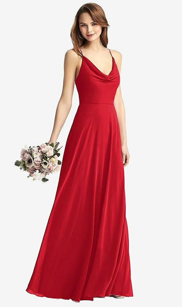 【STYLE: TH015】Cowl Neck Criss Cross Back Maxi Dress【COLOR: Parisian Red】