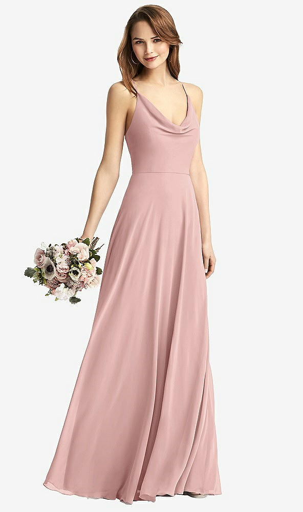 【STYLE: TH015】Cowl Neck Criss Cross Back Maxi Dress【COLOR: Rose - PANTONE Rose Quartz】