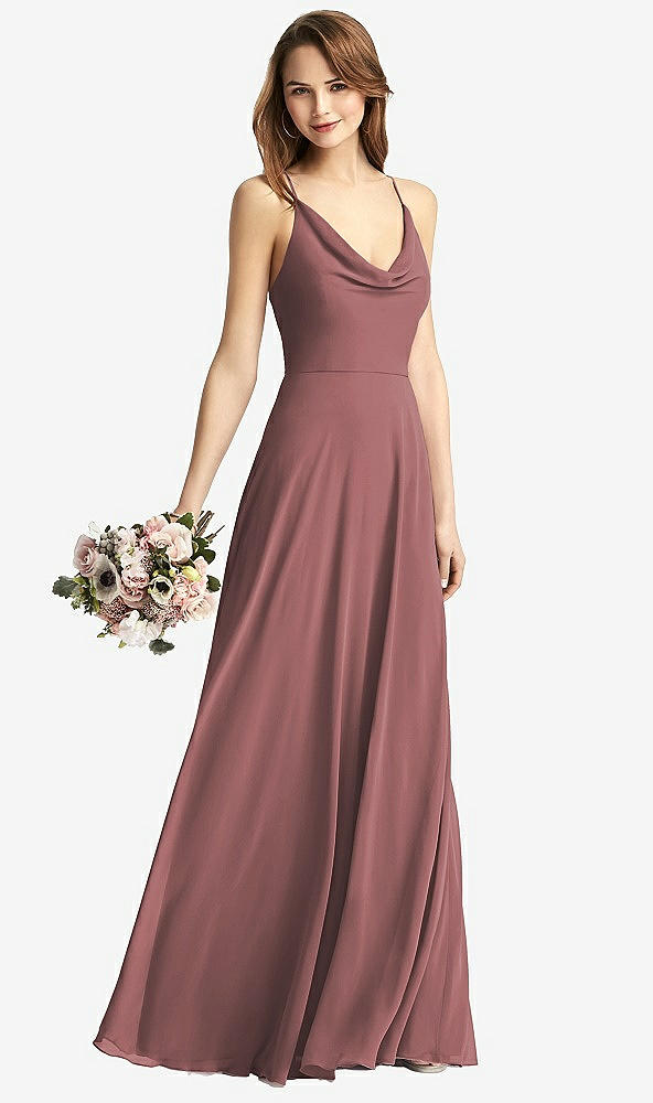 【STYLE: TH015】Cowl Neck Criss Cross Back Maxi Dress【COLOR: Rosewood】