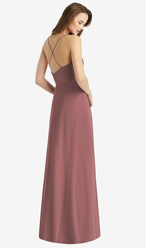【STYLE: TH015】Cowl Neck Criss Cross Back Maxi Dress【COLOR: Rosewood】