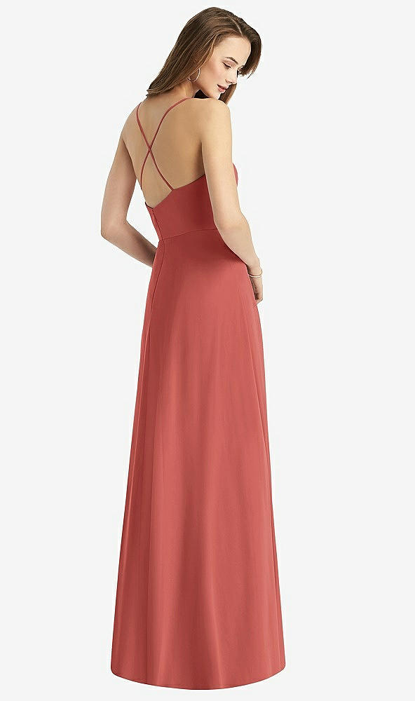 【STYLE: TH015】Cowl Neck Criss Cross Back Maxi Dress【COLOR: Coral Pink】
