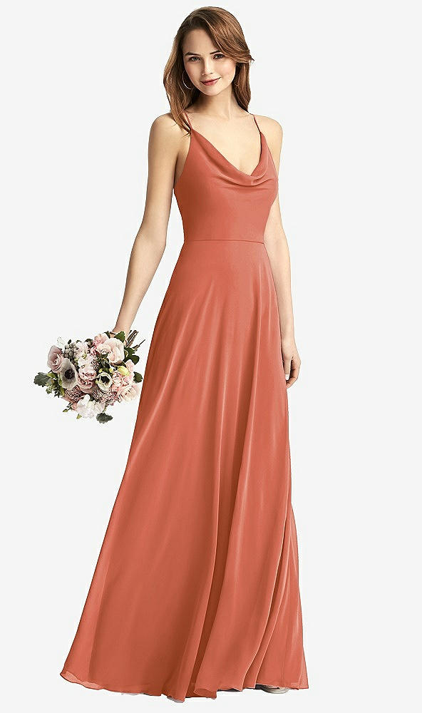 【STYLE: TH015】Cowl Neck Criss Cross Back Maxi Dress【COLOR: Terracotta Copper】