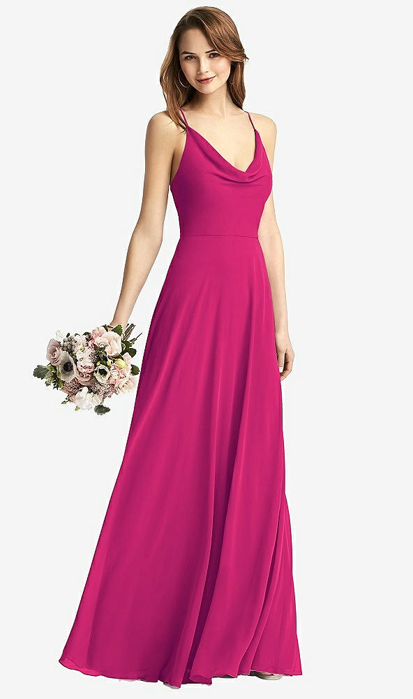 【STYLE: TH015】Cowl Neck Criss Cross Back Maxi Dress【COLOR: Think Pink】