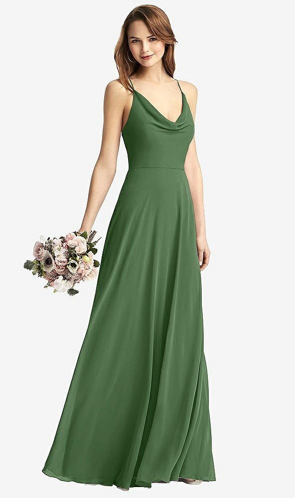 【STYLE: TH015】Cowl Neck Criss Cross Back Maxi Dress【COLOR: Vineyard Green】