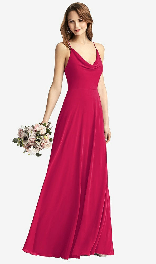 【STYLE: TH015】Cowl Neck Criss Cross Back Maxi Dress【COLOR: Vivid Pink】