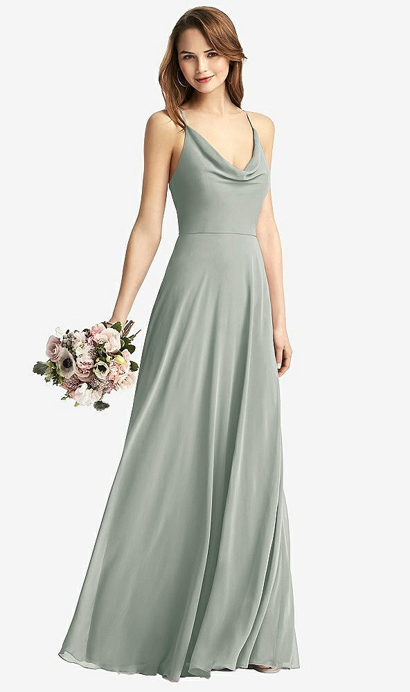 【STYLE: TH015】Cowl Neck Criss Cross Back Maxi Dress【COLOR: Willow Green】