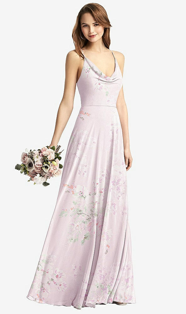 【STYLE: TH015】Cowl Neck Criss Cross Back Maxi Dress【COLOR: Watercolor Print】