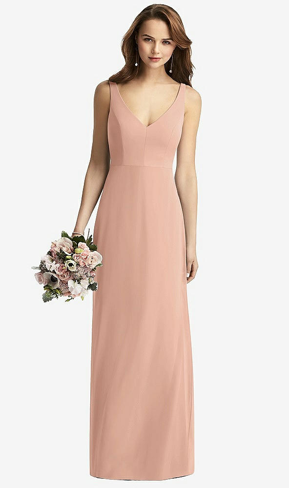 【NEW】【STYLE: TH016】ノースリーブ Vバック 長い トランペット ガウン【COLOR: Pale Peach】【SIZE: 00-30W】