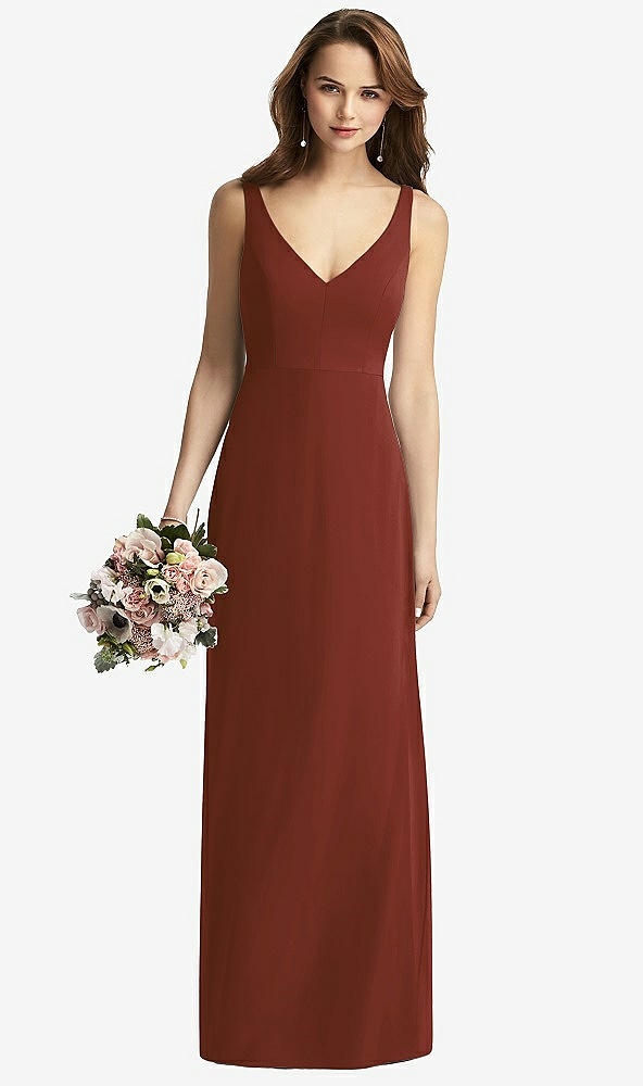 【STYLE: TH016】Sleeveless V-Back Long Trumpet Gown【COLOR: Auburn Moon】