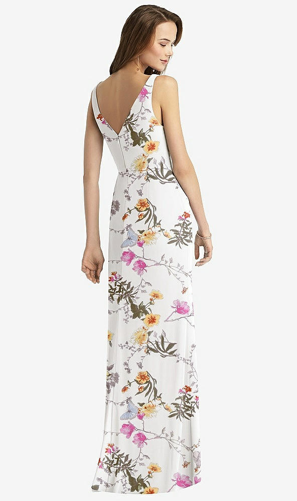 【STYLE: TH016】Sleeveless V-Back Long Trumpet Gown【COLOR: Butterfly Botanica Ivory】