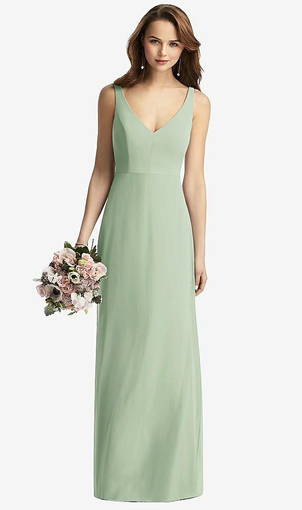 【STYLE: TH016】Sleeveless V-Back Long Trumpet Gown【COLOR: Celadon】