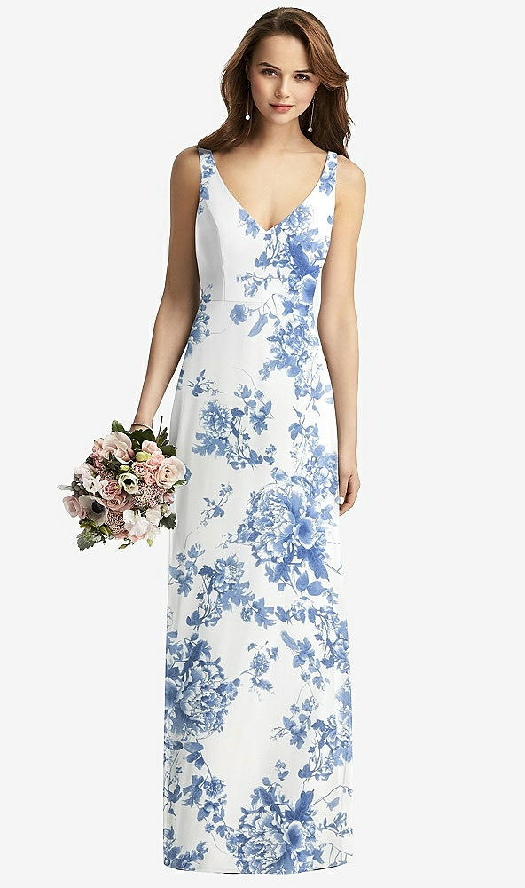 【STYLE: TH016】Sleeveless V-Back Long Trumpet Gown【COLOR: Cottage Rose Dusk Blue】