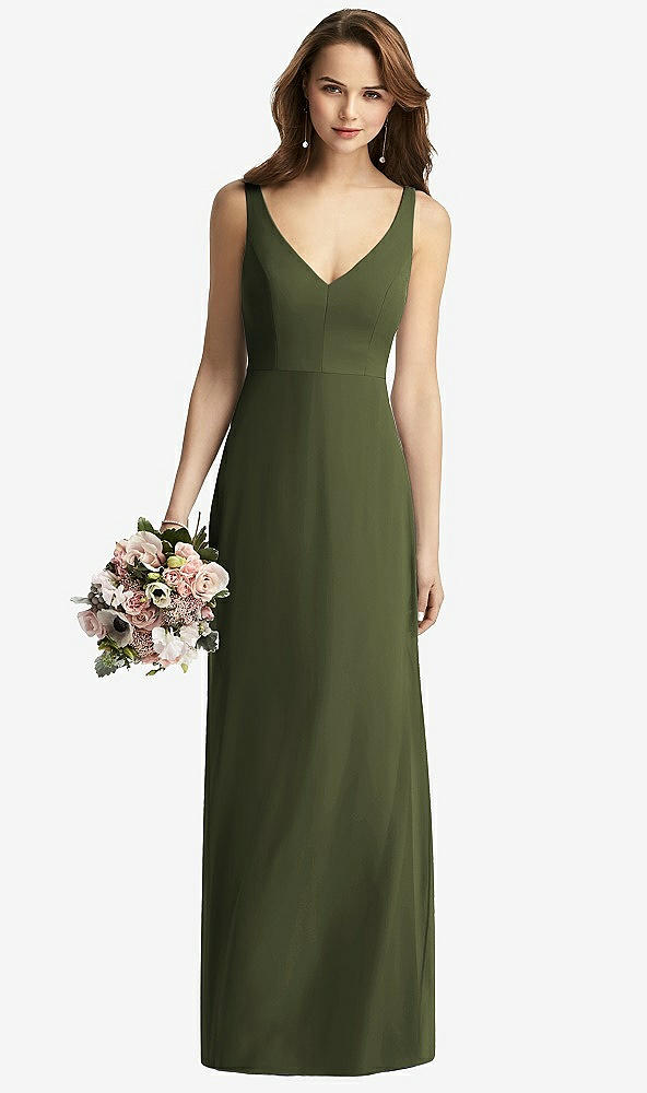【STYLE: TH016】Sleeveless V-Back Long Trumpet Gown【COLOR: Olive Green】