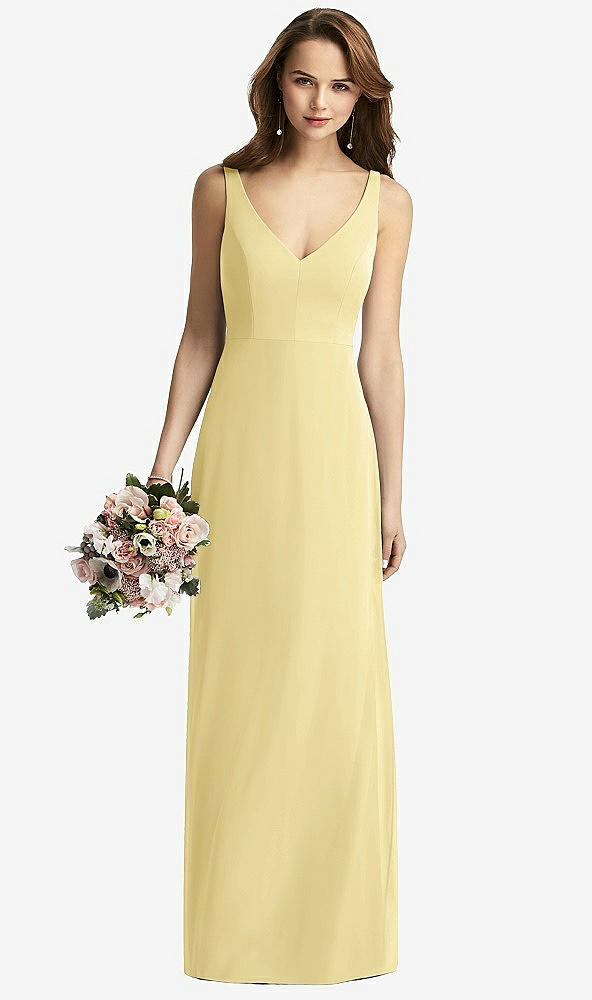 【NEW】【STYLE: TH016】ノースリーブ Vバック 長い トランペット ガウン【COLOR: Pale Yellow】【SIZE: 00-30W】