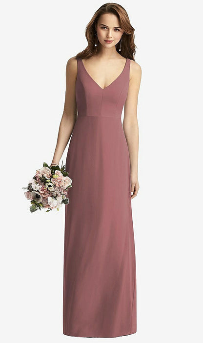【STYLE: TH016】Sleeveless V-Back Long Trumpet Gown【COLOR: Rosewood】
