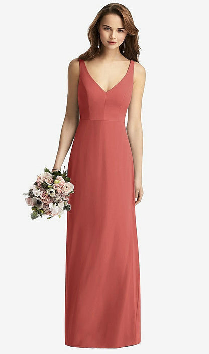 【NEW】【STYLE: TH016】ノースリーブ Vバック 長い トランペット ガウン【COLOR: Coral Pink】【SIZE: 00-30W】