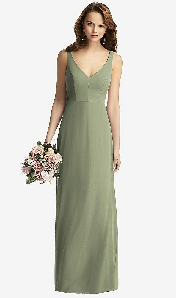 【STYLE: TH016】Sleeveless V-Back Long Trumpet Gown【COLOR: Sage】