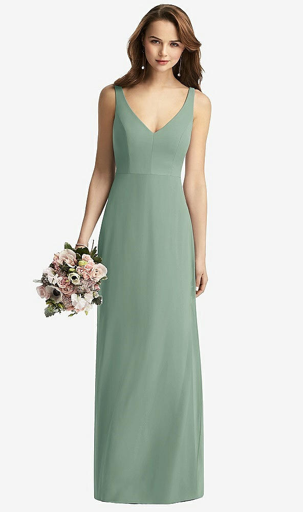 【STYLE: TH016】Sleeveless V-Back Long Trumpet Gown【COLOR: Seagrass】